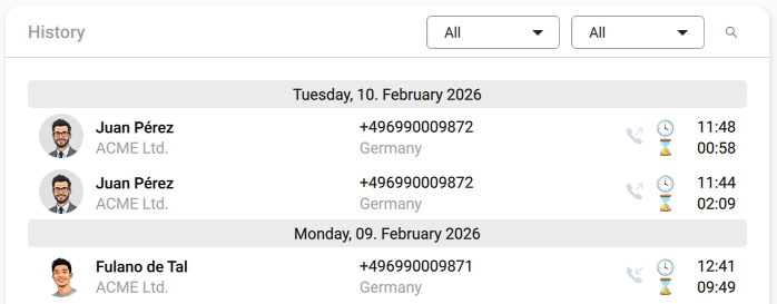 history widget
